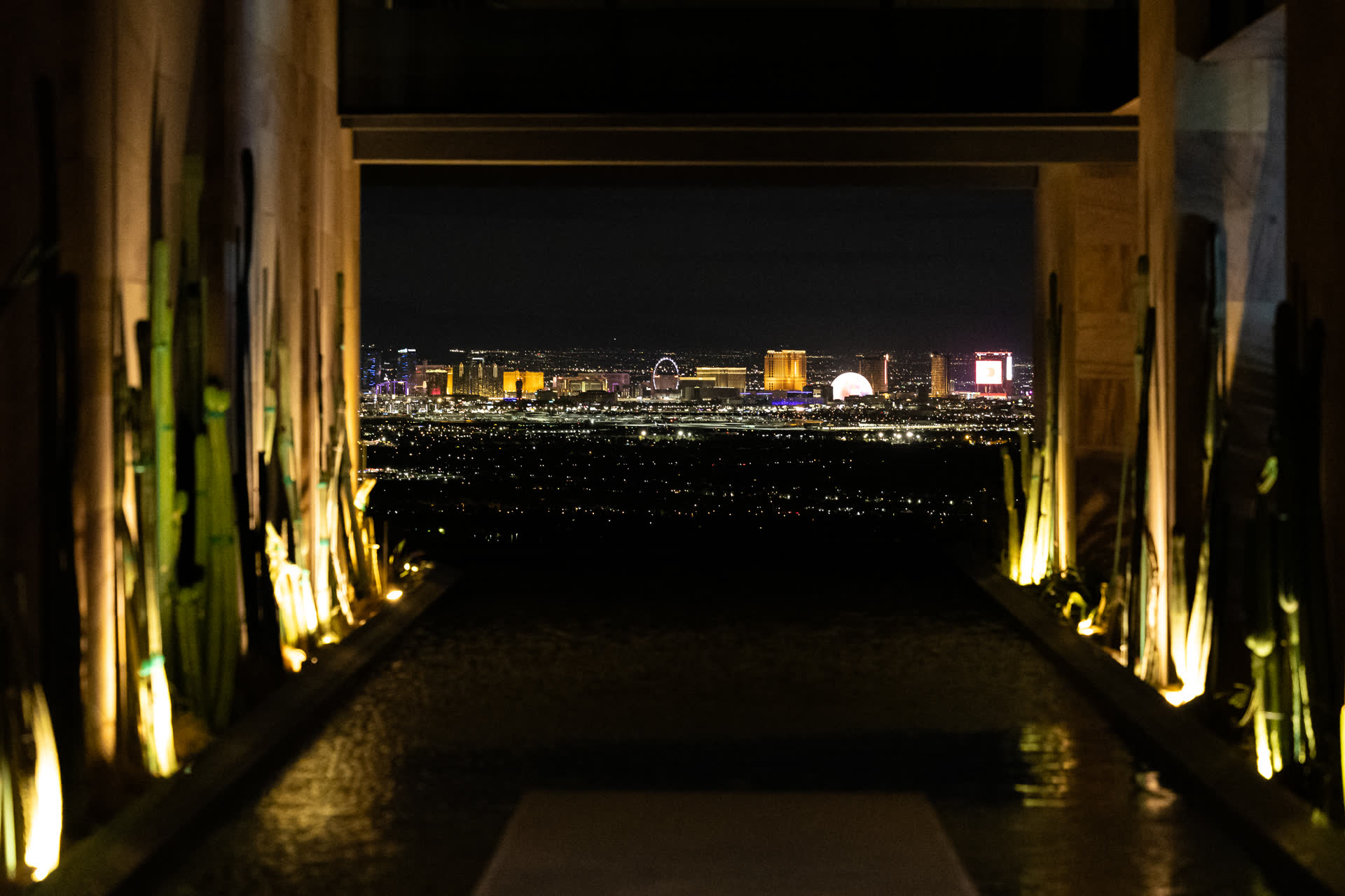 Las Vegas Strip at night from a private estate